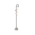 **Technische titel in het Nederlands: Moderne vloerlamp met betonnen voet en glazen lampenkappen**