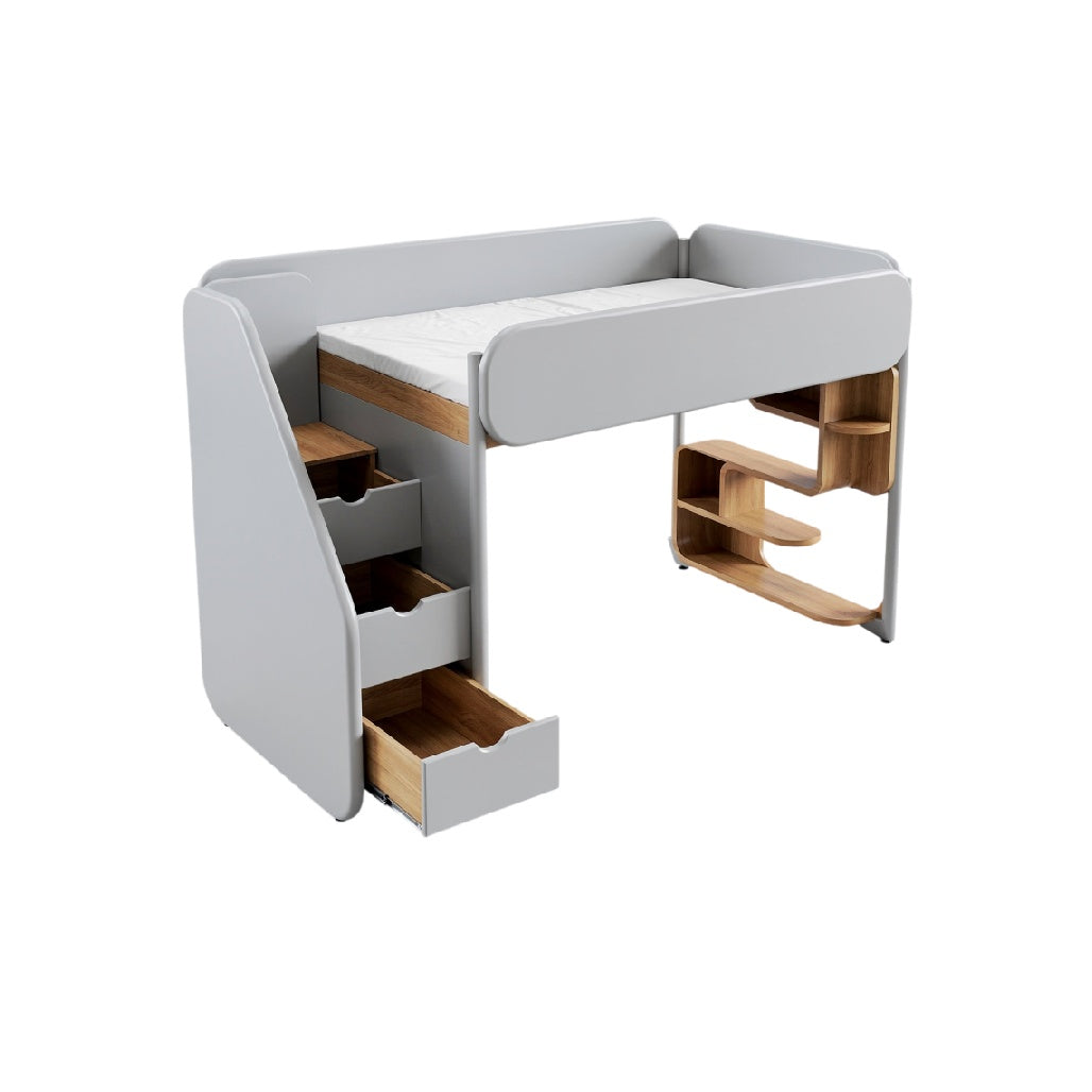 **Moderne stapelbed met opbergruimte en bureau**